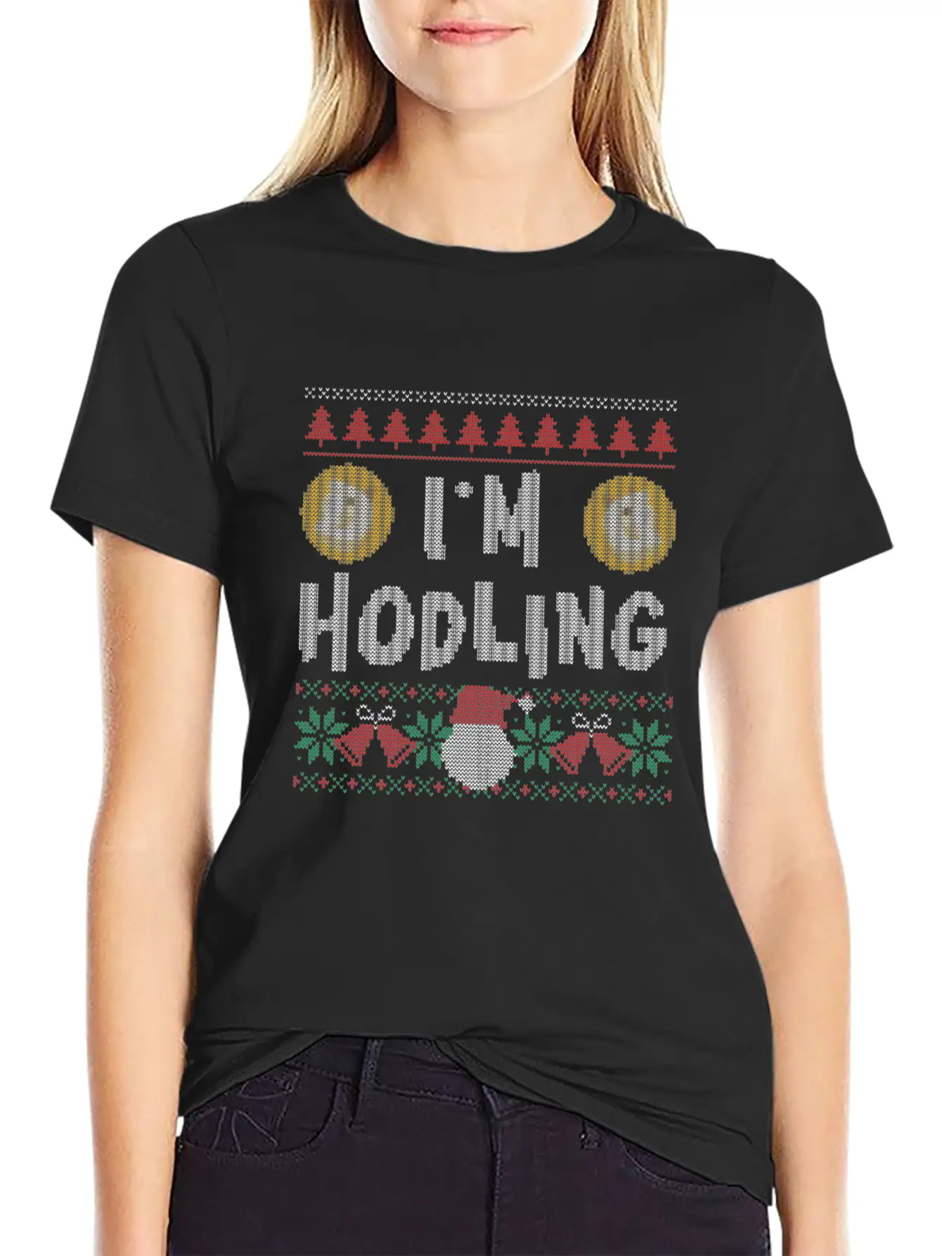 I'm Hodling Ugly Christmas Sweater Dogecoin Crypto Unisex Casual T-Shirt – Clean Design For Daily Comfort