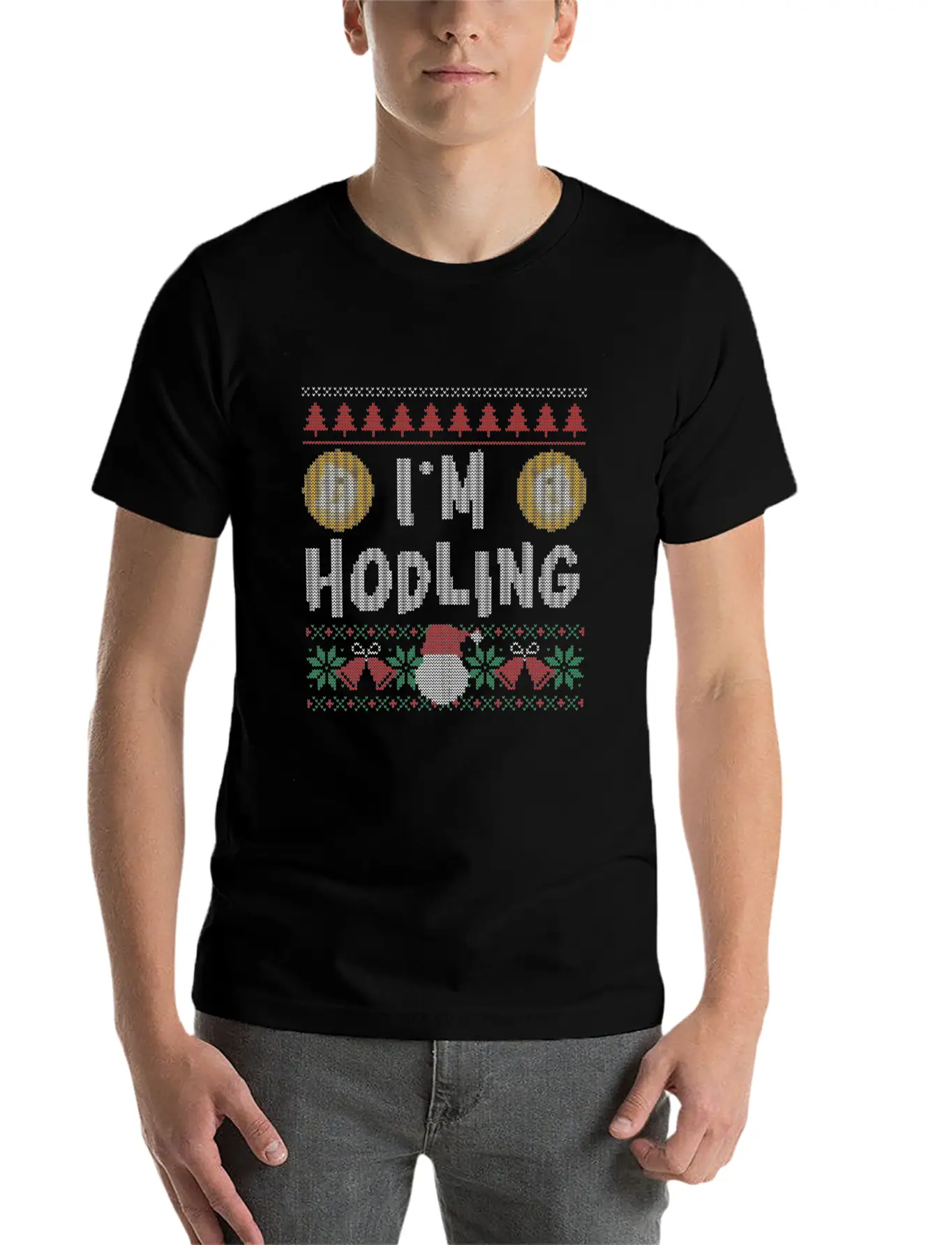 I'm Hodling Ugly Christmas Sweater Dogecoin Crypto Unisex Casual T-Shirt – Clean Design For Daily Comfort