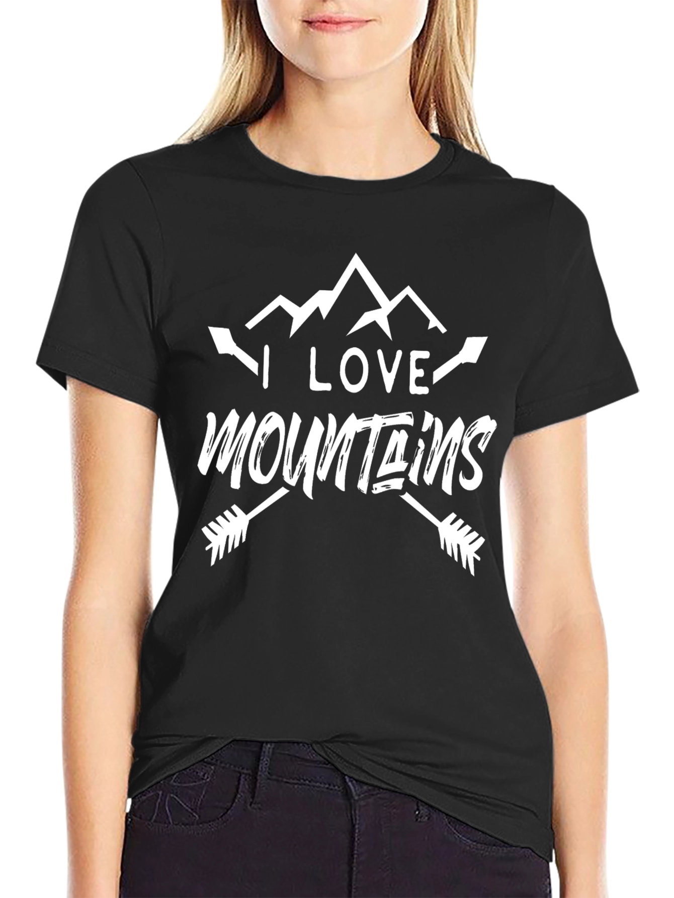 I Love Mountains Black Graphic Tee