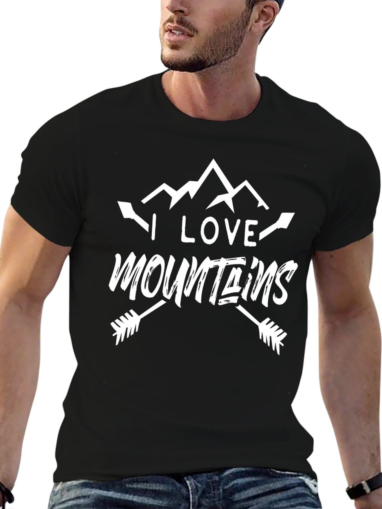 I Love Mountains Black Graphic Tee