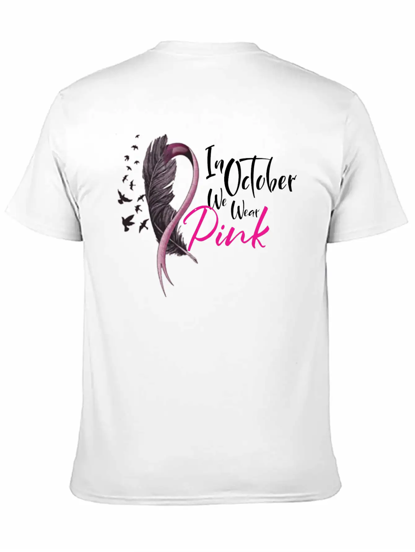 In October We Wear Pink Ribbon Unisex Casual T-Shirt – Clean Design For Daily Comfort