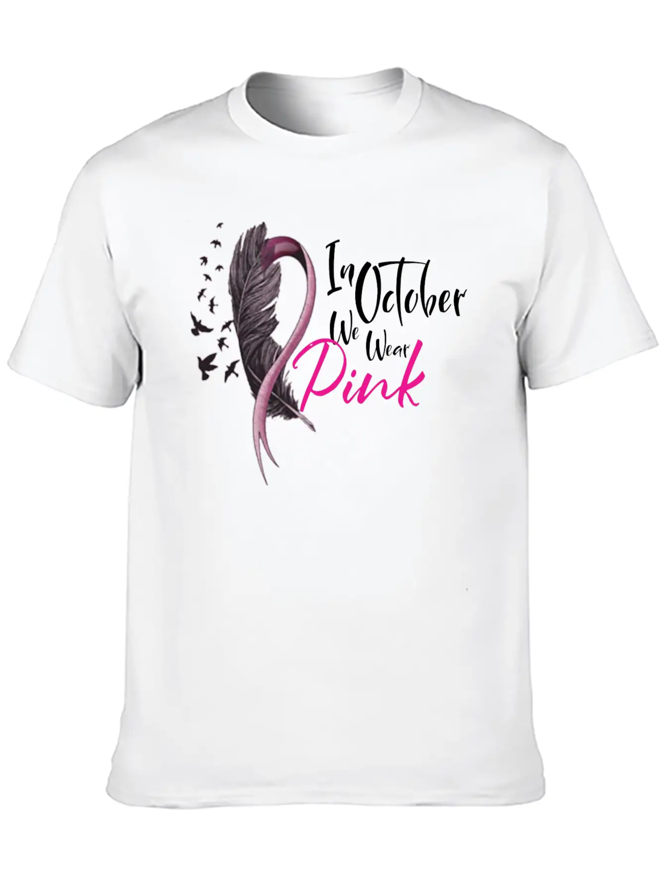 In October We Wear Pink Ribbon Unisex Casual T-Shirt – Clean Design For Daily Comfort
