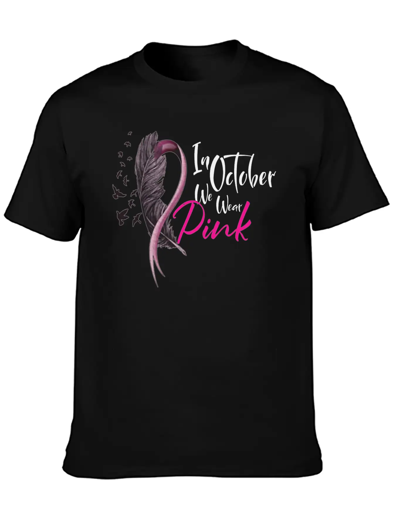 In October We Wear Pink Ribbon Unisex Casual T-Shirt – Clean Design For Daily Comfort