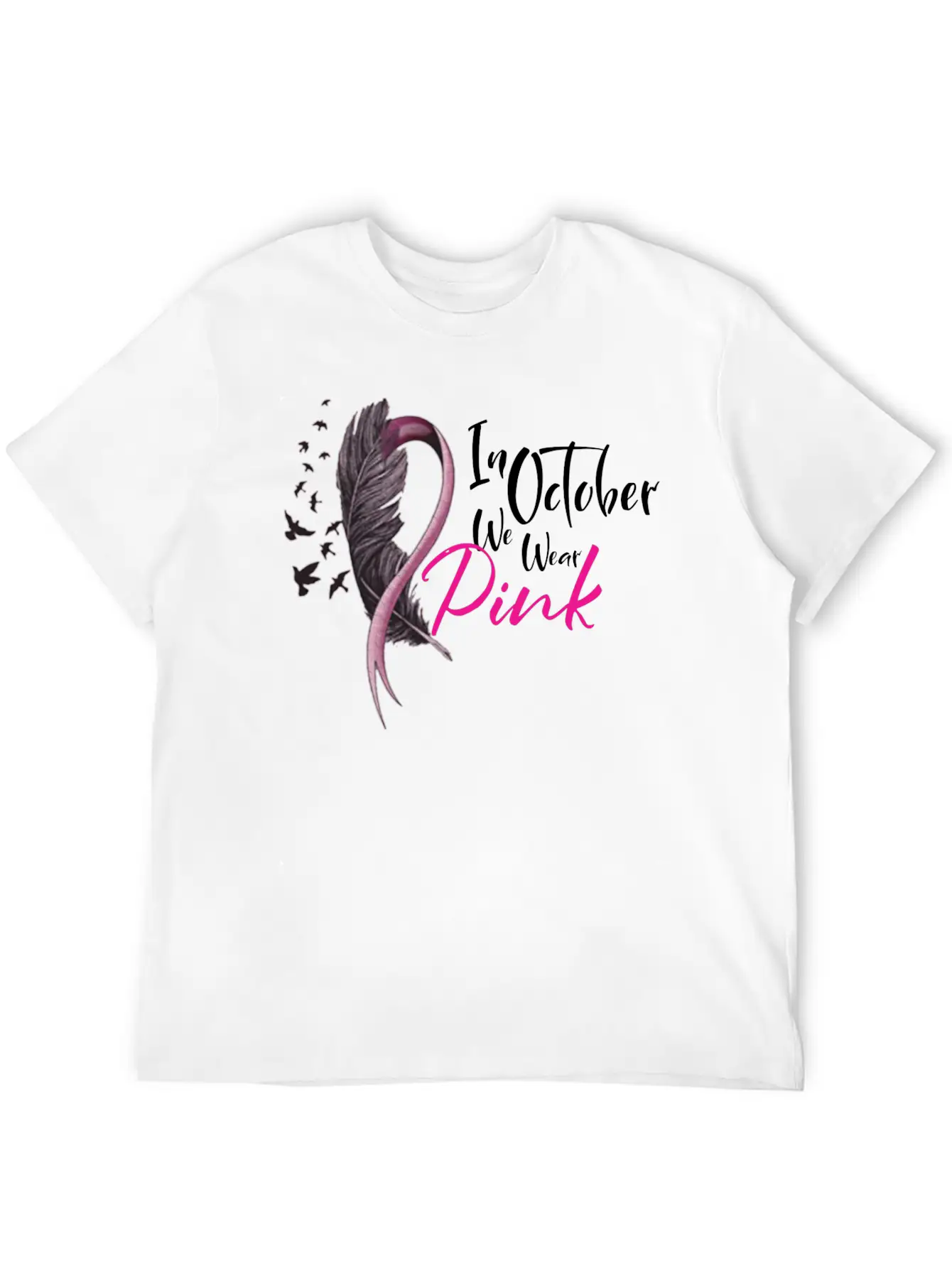 In October We Wear Pink Ribbon Unisex Casual T-Shirt – Clean Design For Daily Comfort
