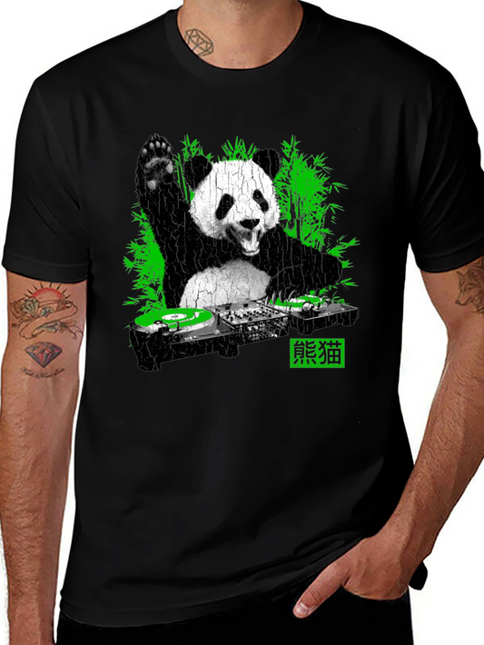 DJ Panda Graphic T-Shirt - Black Crew Neck