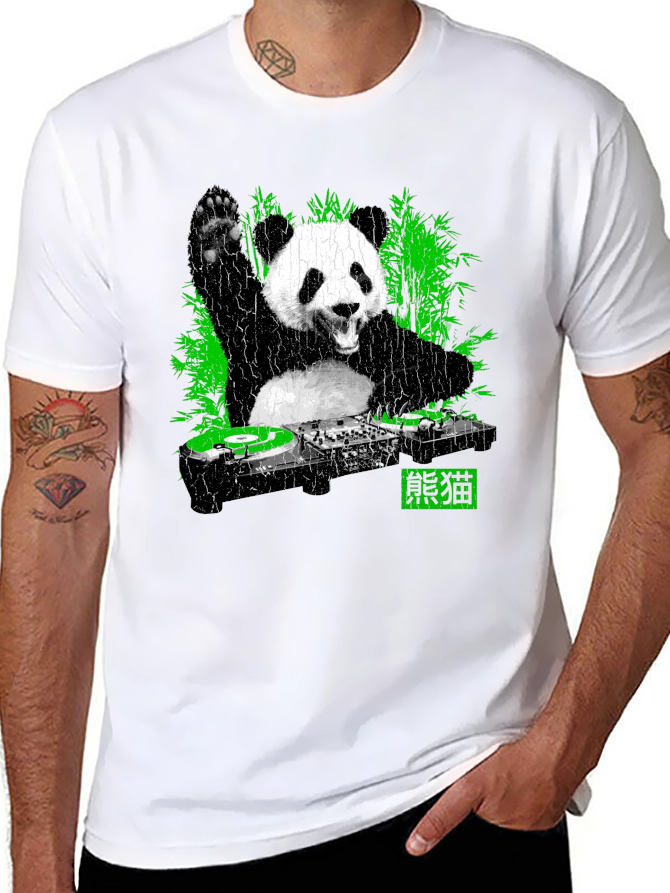 DJ Panda Graphic T-Shirt - Black Crew Neck