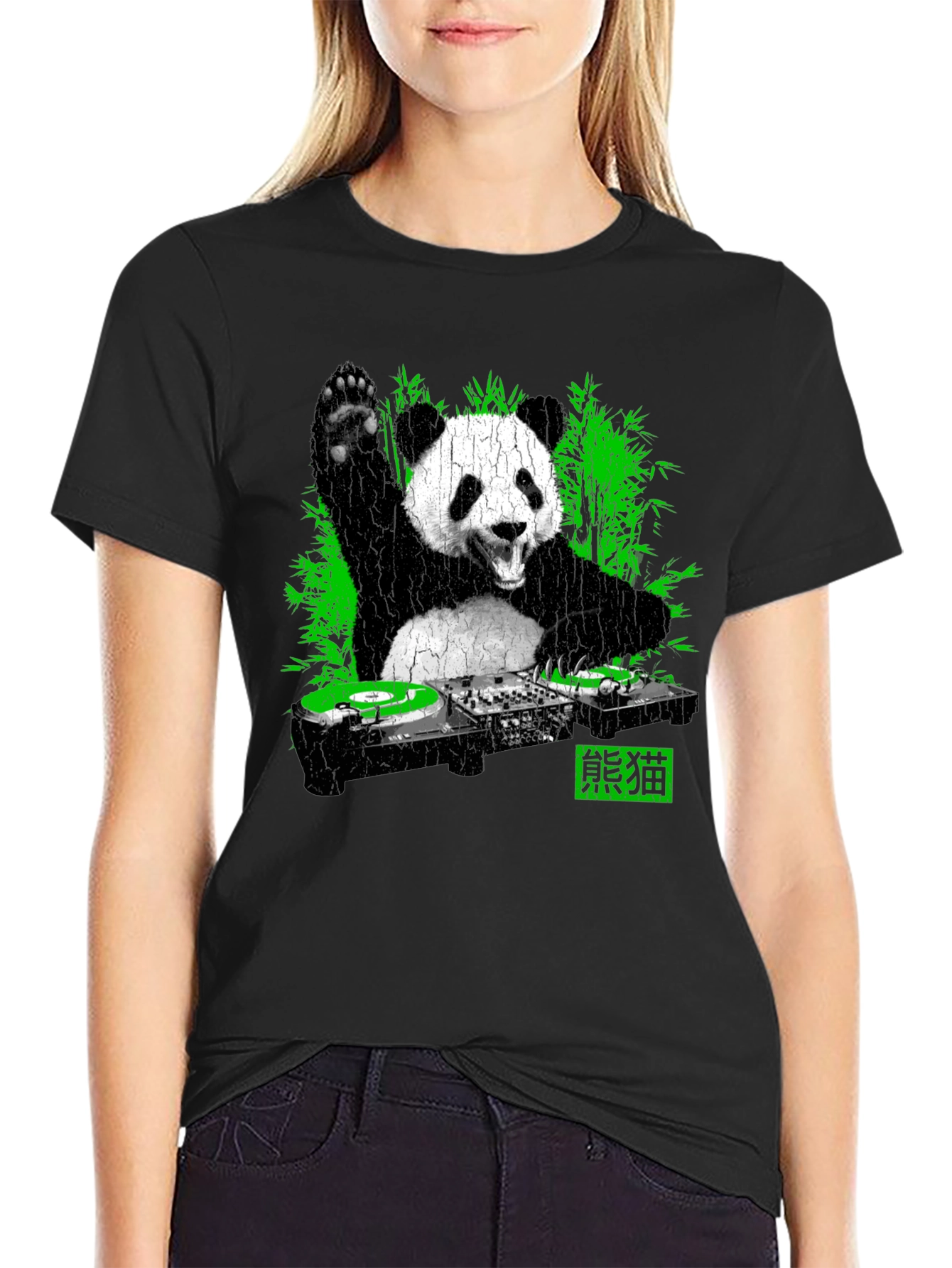 DJ Panda Graphic T-Shirt - Black Crew Neck
