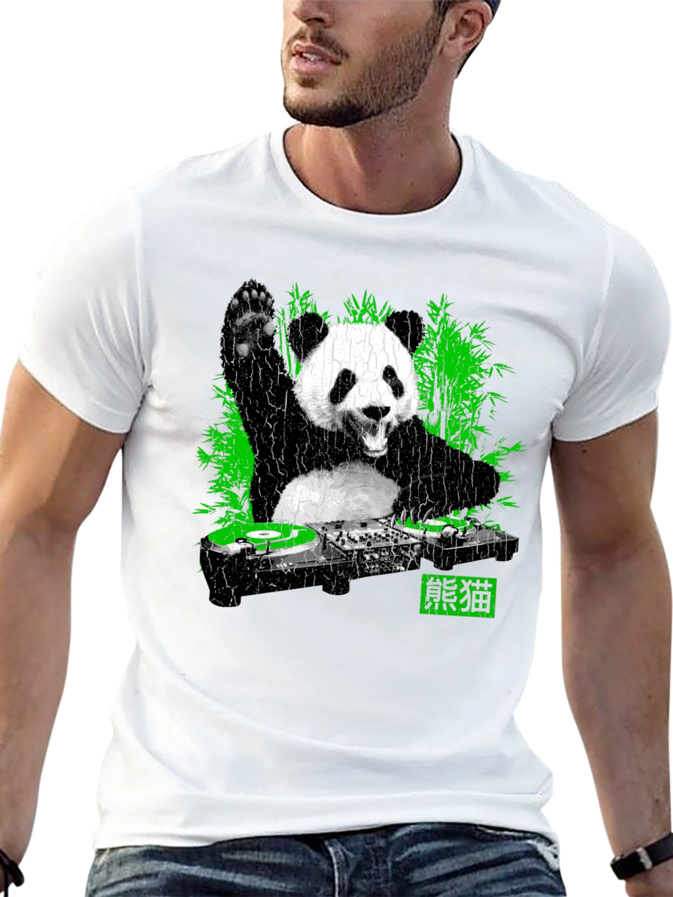 DJ Panda Graphic T-Shirt - Black Crew Neck