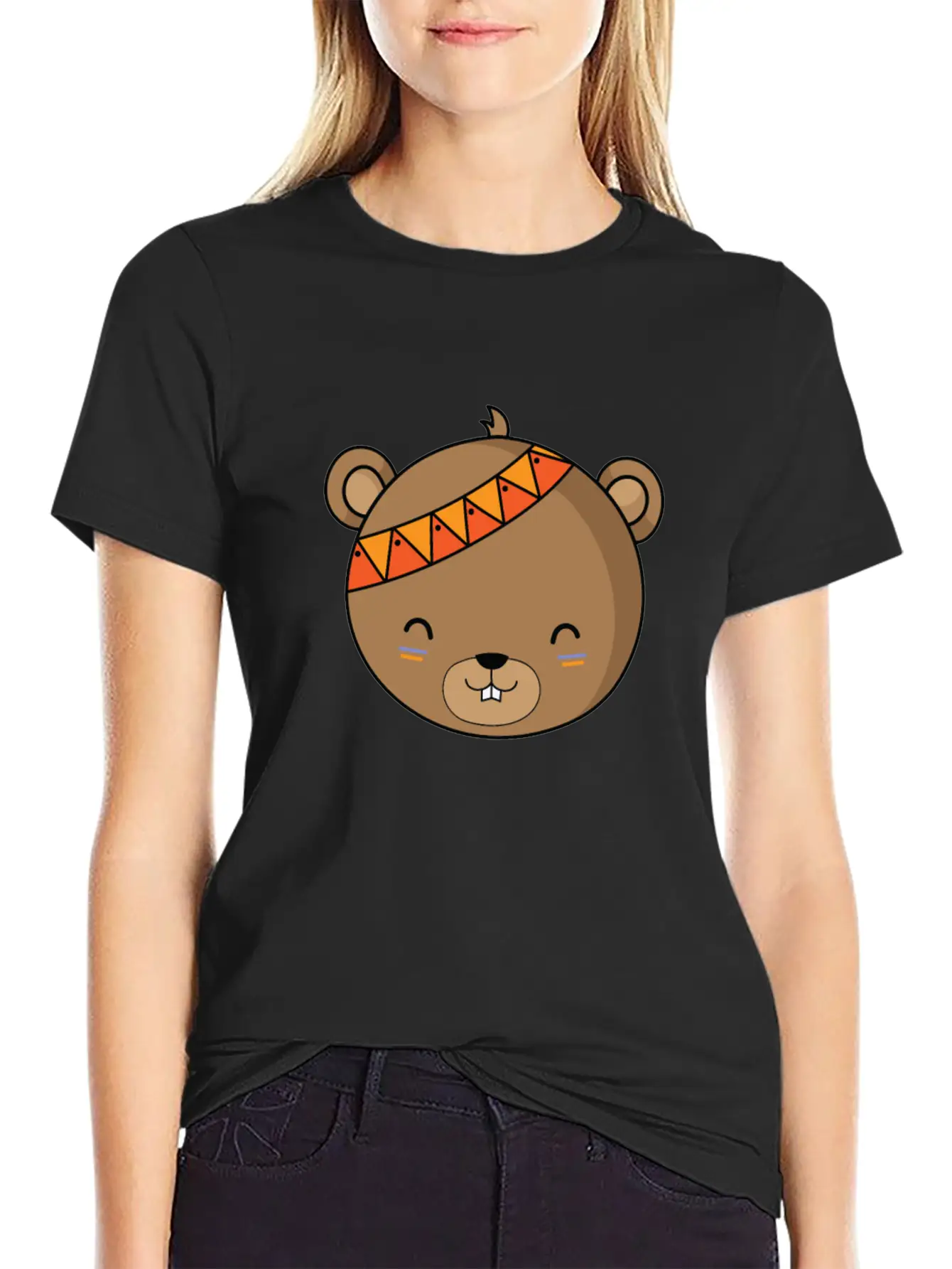 Indian Bear With Headband Unisex Casual T-Shirt – Clean Design For Daily Comfort