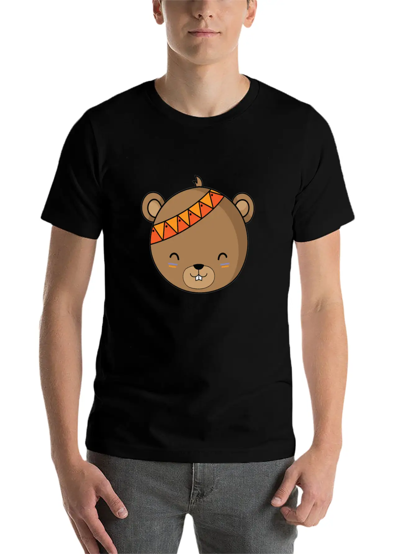 Indian Bear With Headband Unisex Casual T-Shirt – Clean Design For Daily Comfort