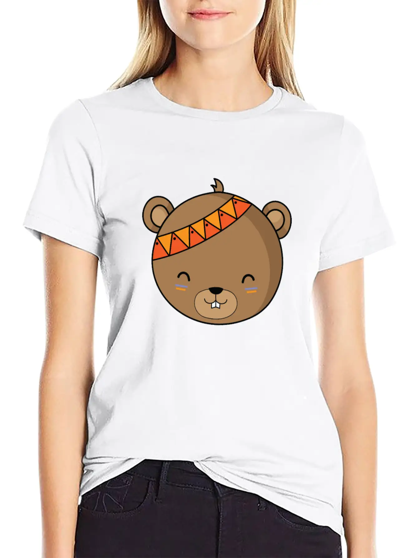 Indian Bear With Headband Unisex Casual T-Shirt – Clean Design For Daily Comfort