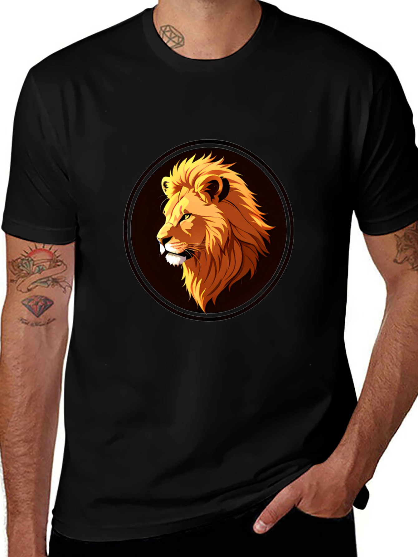 Lion Graphic Black T-Shirt - Stylish Mens Apparel