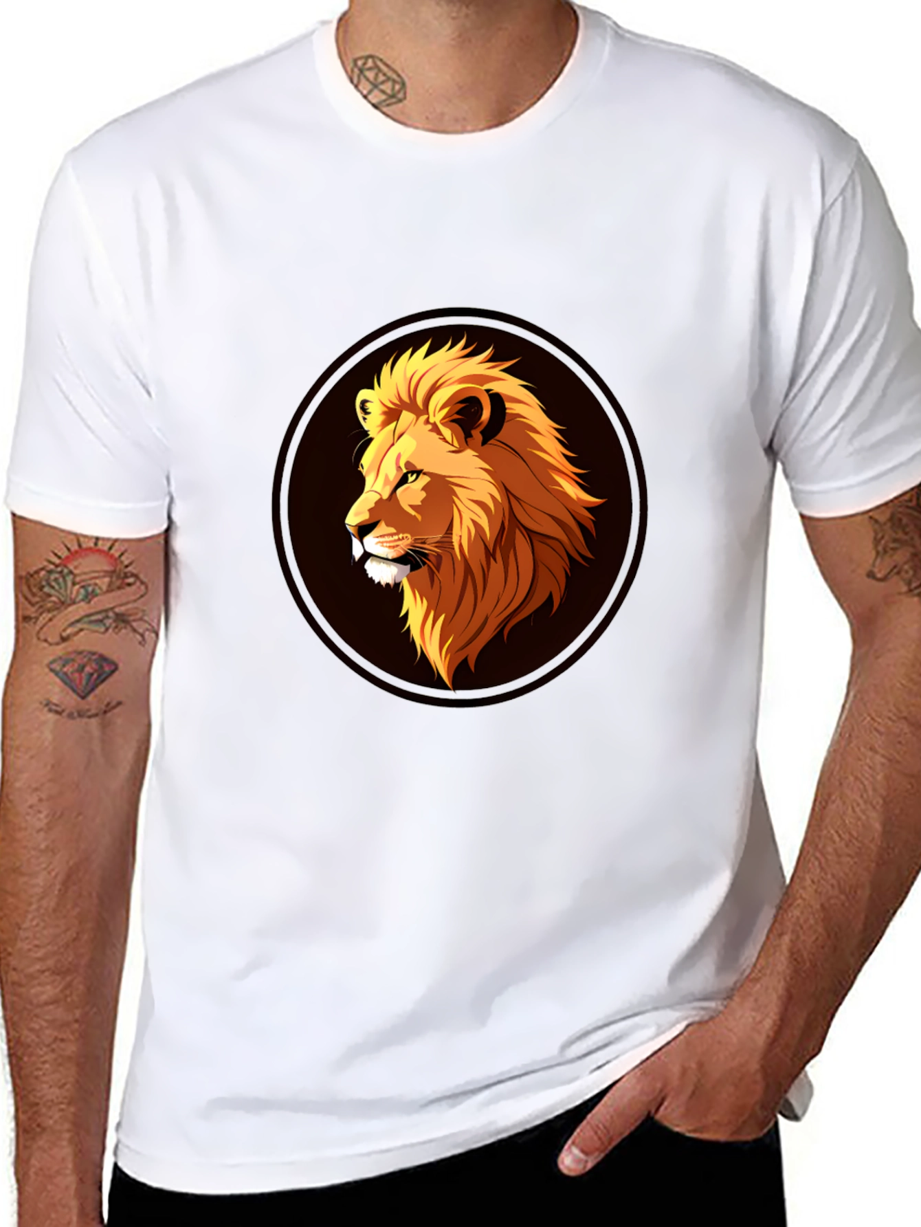 Lion Graphic Black T-Shirt - Stylish Mens Apparel