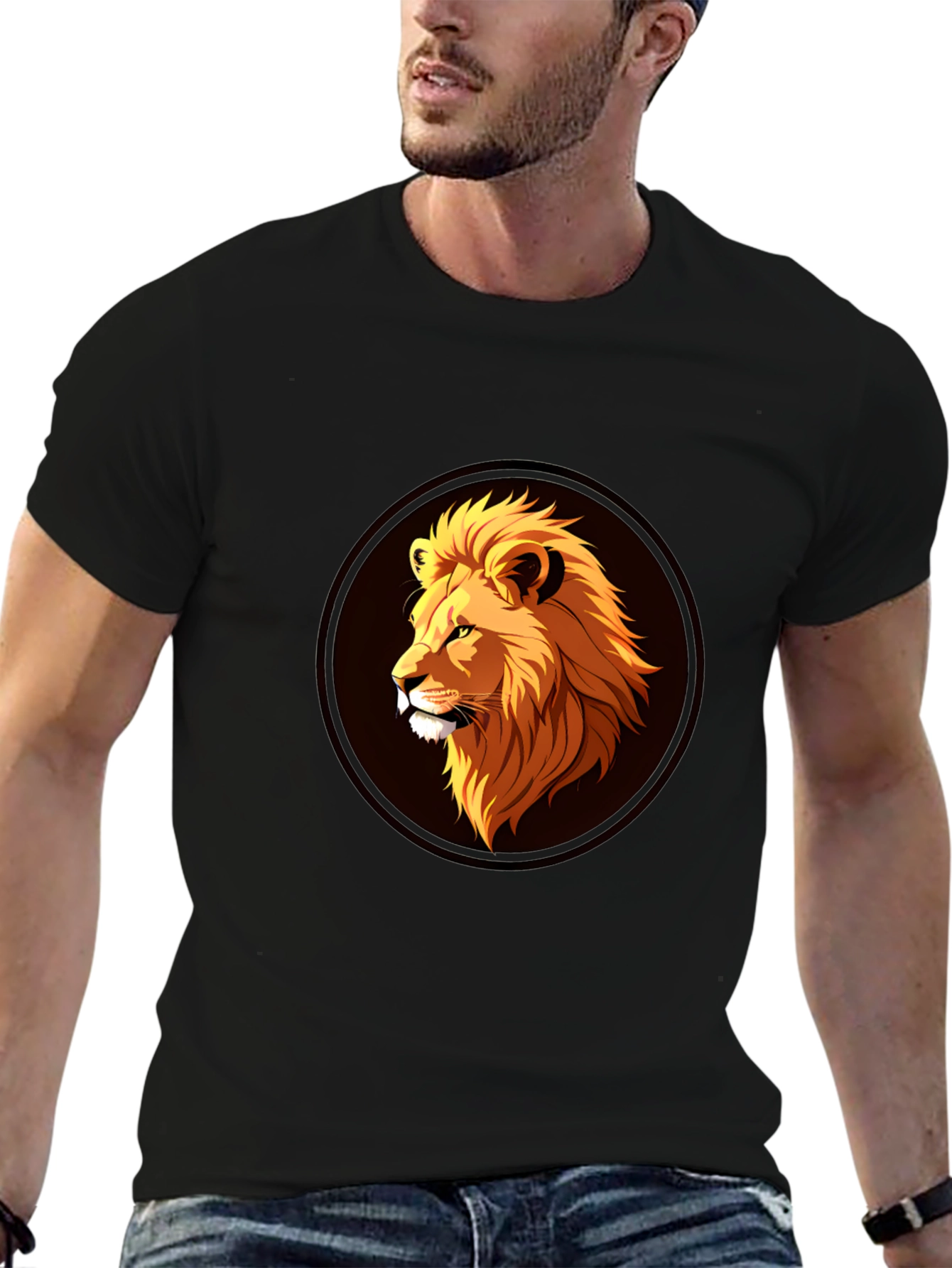 Lion Graphic Black T-Shirt - Stylish Mens Apparel