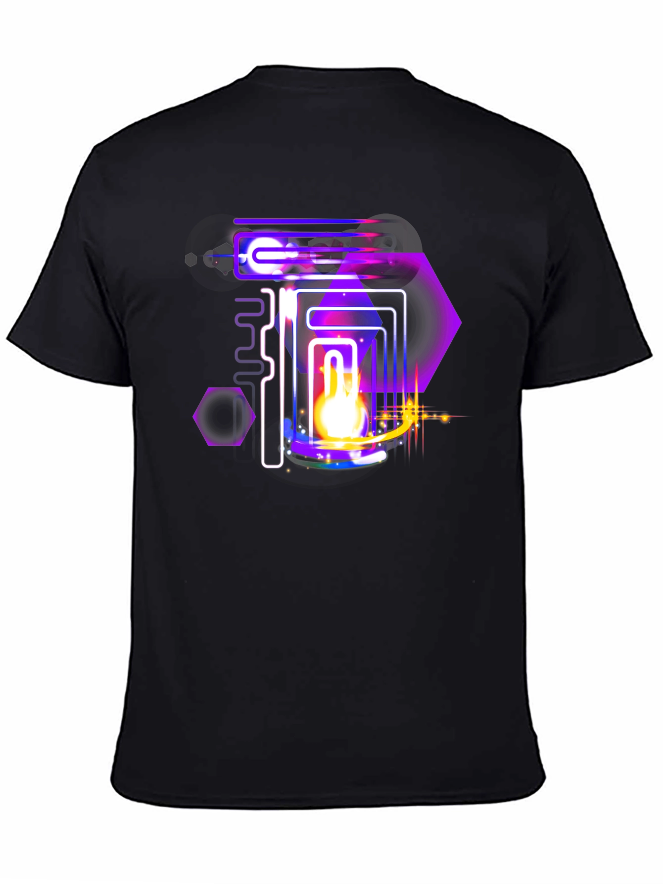 Abstract Neon Graphic Black Tee