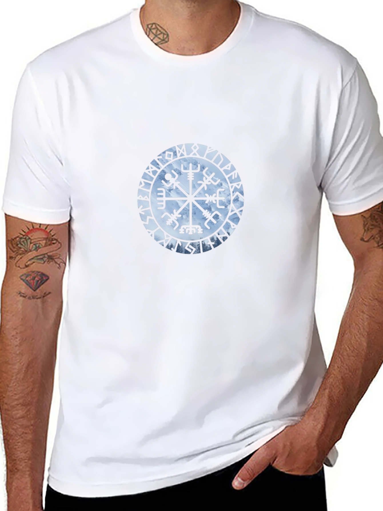 Vegvisir Compass Black T-Shirt Viking Norse Mythology