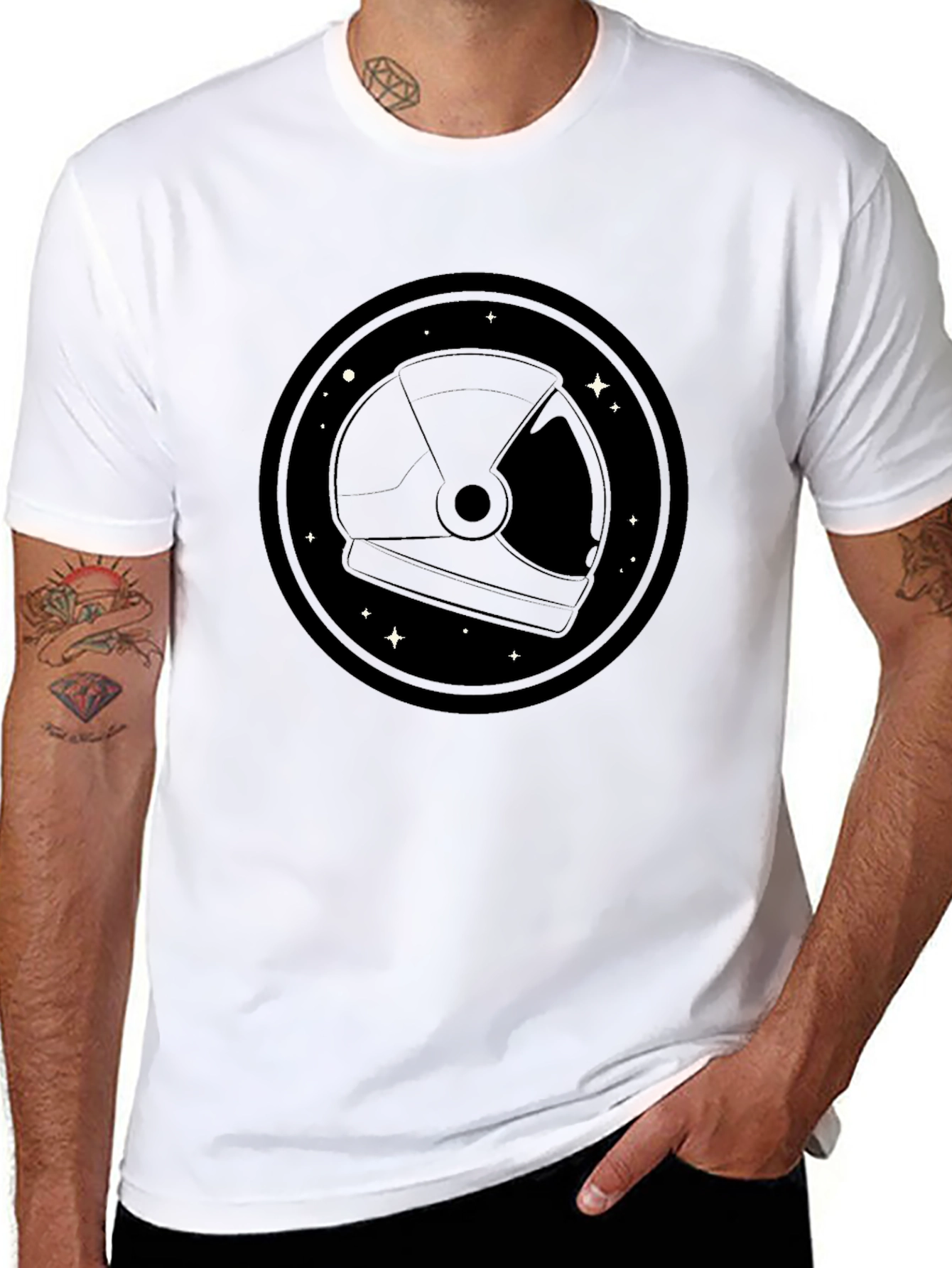 Astronaut Helmet Graphic Tee - Space Lover T-Shirt