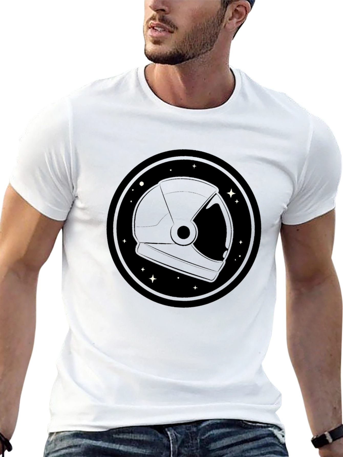 Astronaut Helmet Graphic Tee - Space Lover T-Shirt