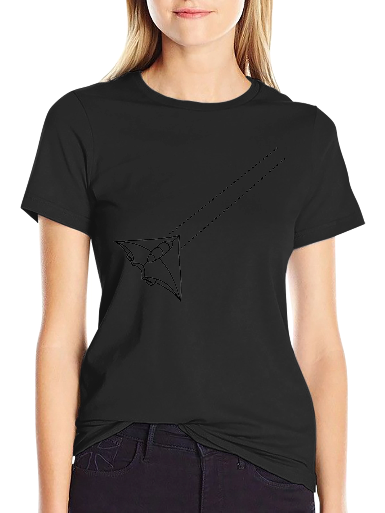 Mens Black Graphic Tee - Abstract Kite Design