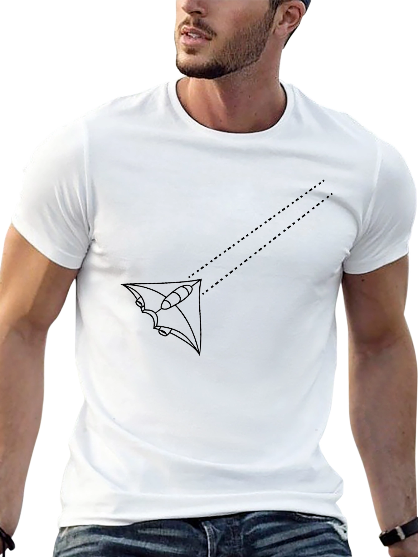 Mens Black Graphic Tee - Abstract Kite Design
