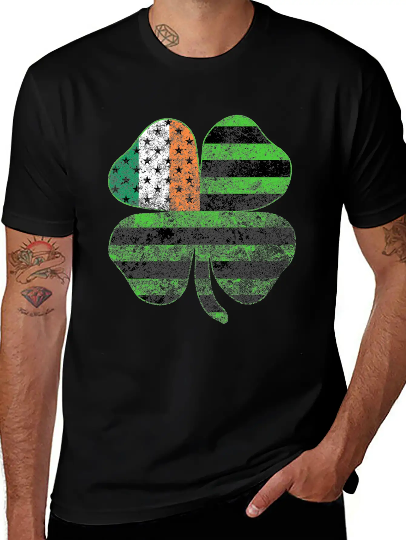 Irish American Flag Shamrock Clover St Patrick's Unisex Casual T-Shirt – Clean Design For Daily Comfort