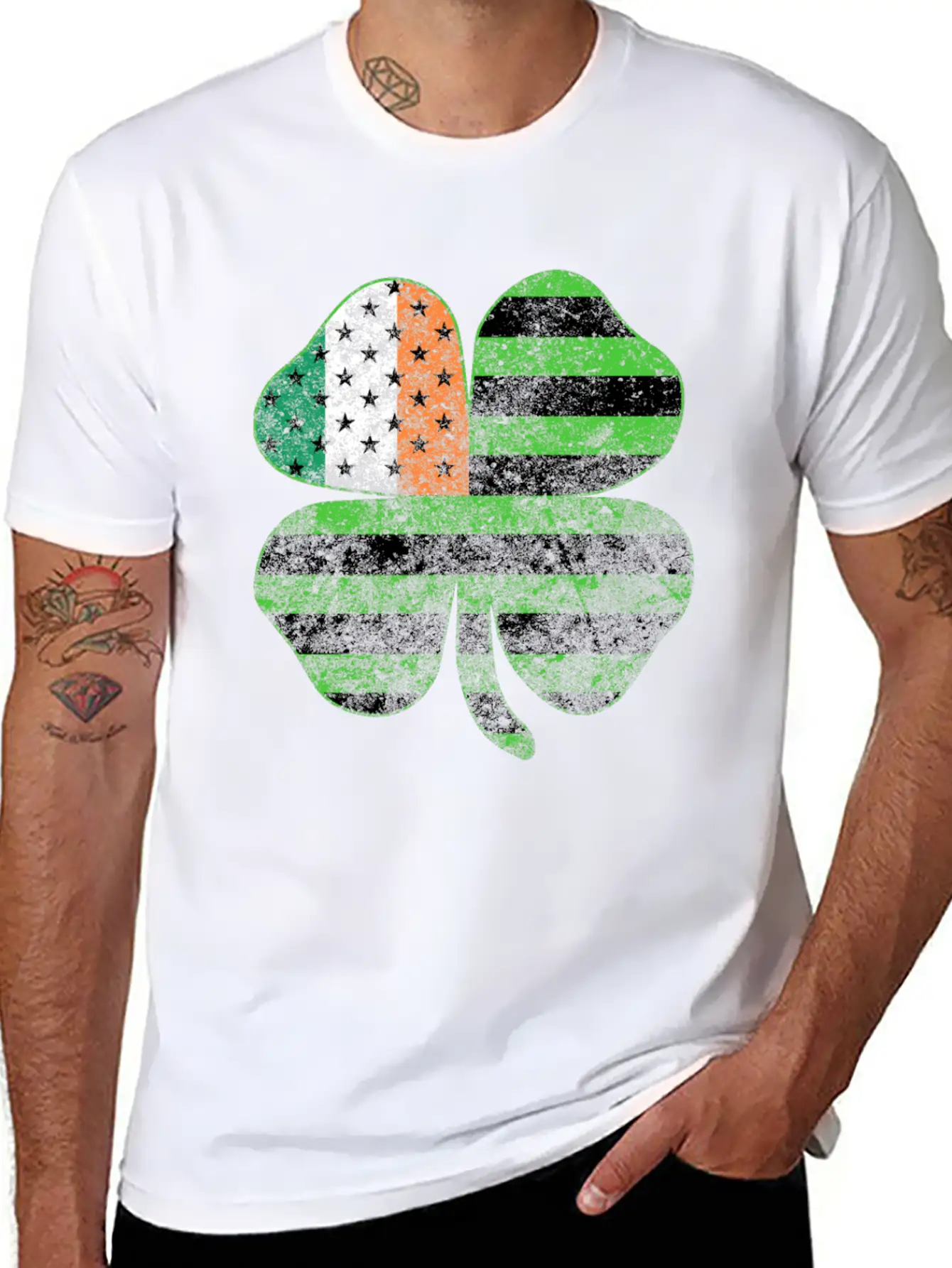 Irish American Flag Shamrock Clover St Patrick's Unisex Casual T-Shirt – Clean Design For Daily Comfort