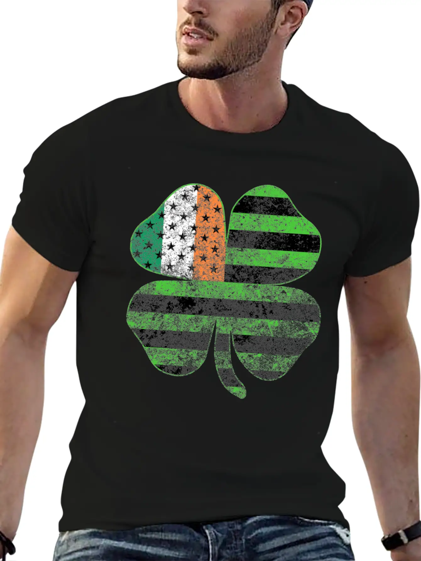 Irish American Flag Shamrock Clover St Patrick's Unisex Casual T-Shirt – Clean Design For Daily Comfort