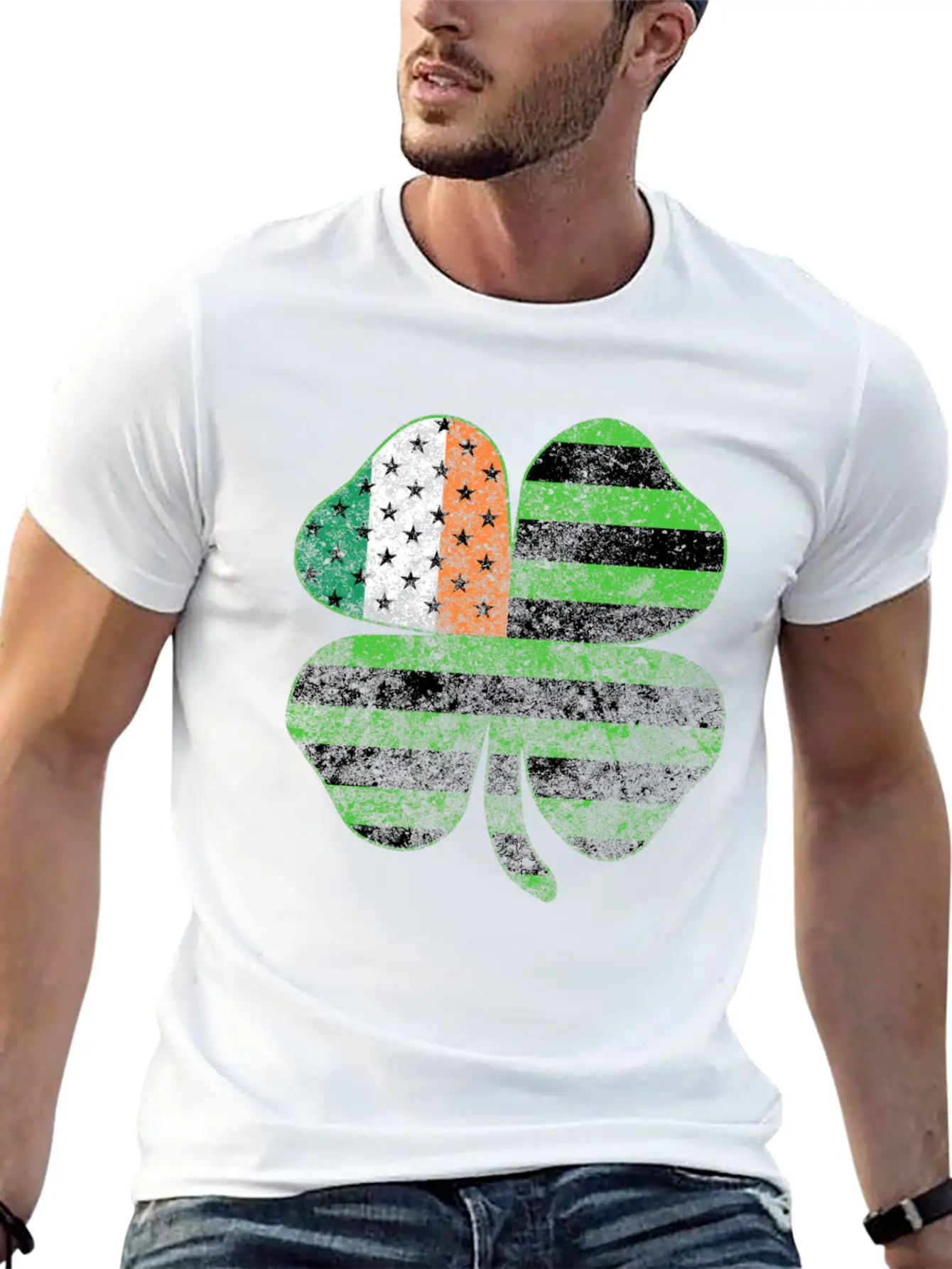 Irish American Flag Shamrock Clover St Patrick's Unisex Casual T-Shirt – Clean Design For Daily Comfort