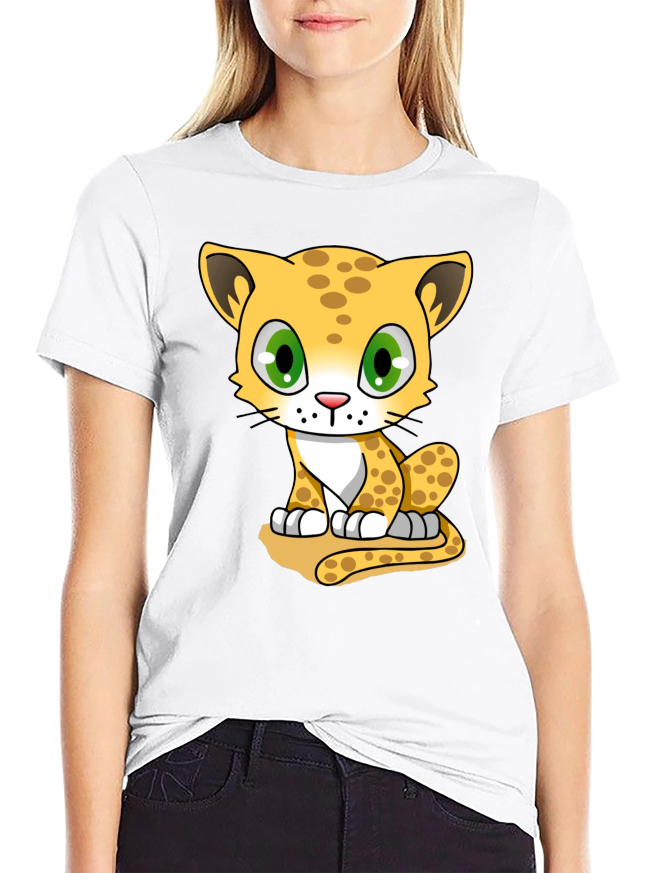 Cute Cheetah Graphic Tee - Black