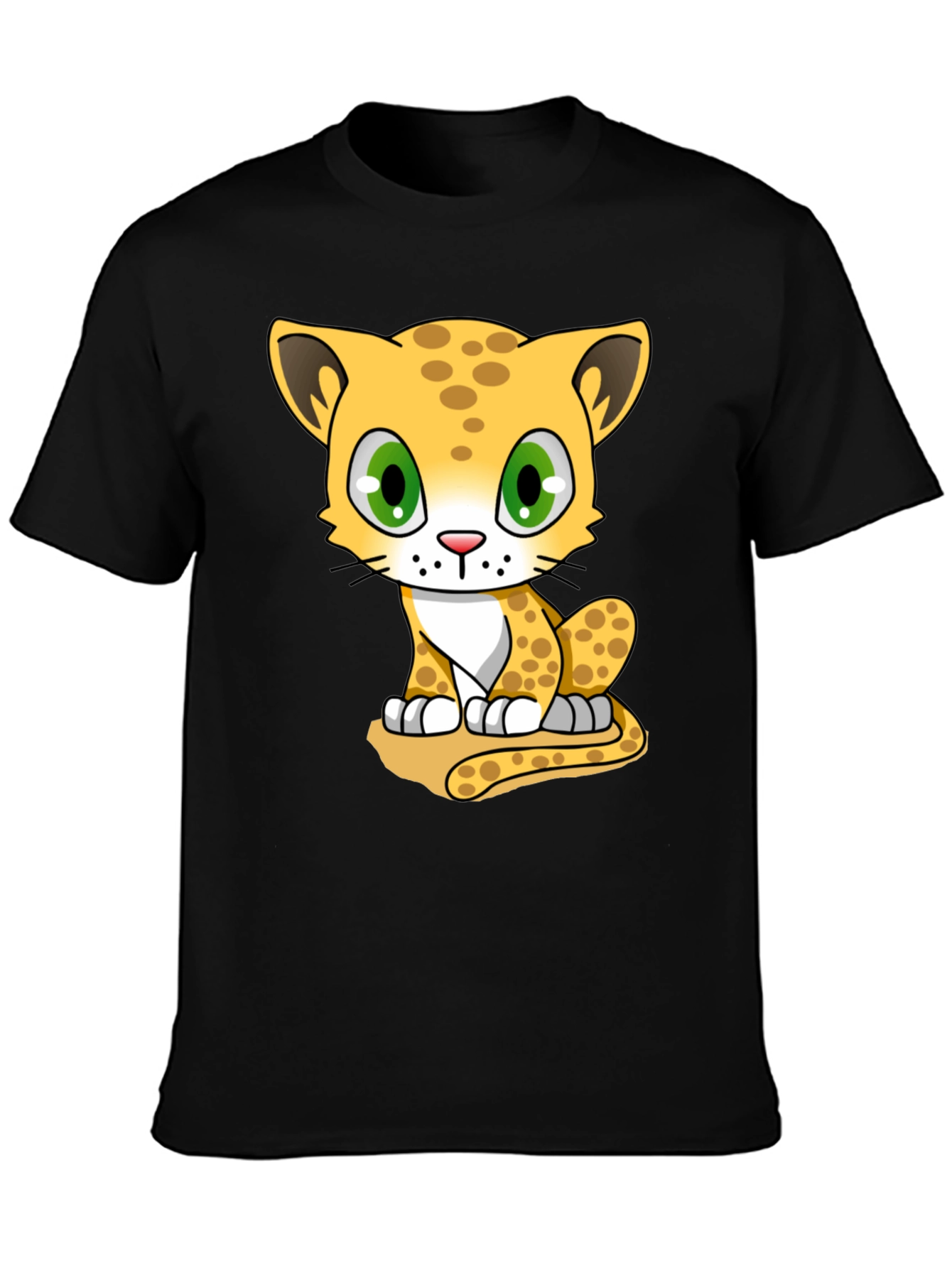 Cute Cheetah Graphic Tee - Black