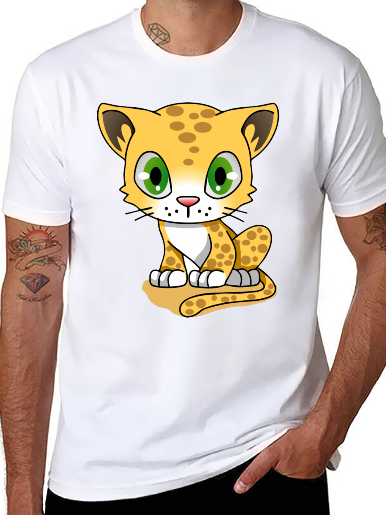 Cute Cheetah Graphic Tee - Black