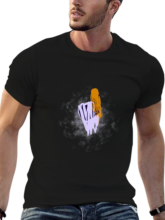 Abstract Graphic Tee - Stylish Black Cotton T-Shirt