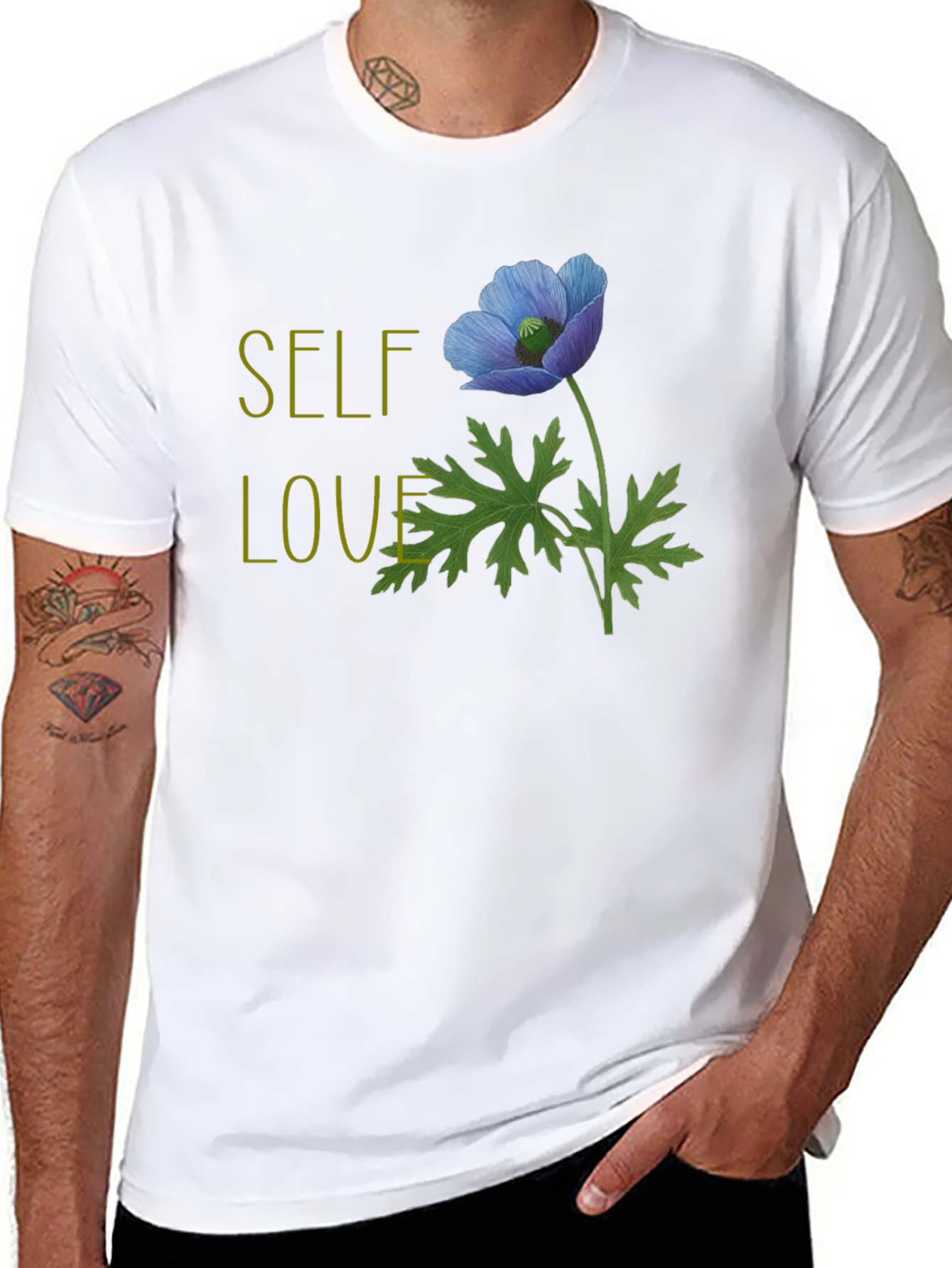 Self-Love Flower Graphic T-Shirt - Black