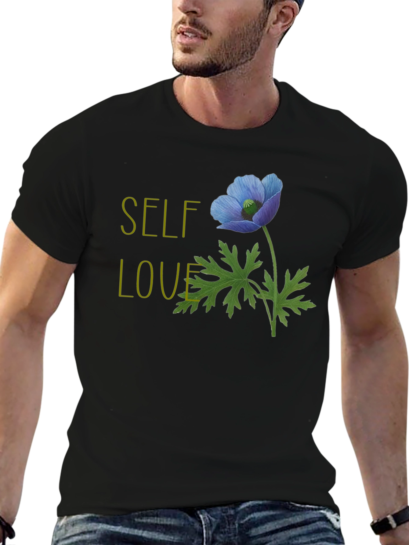 Self-Love Flower Graphic T-Shirt - Black