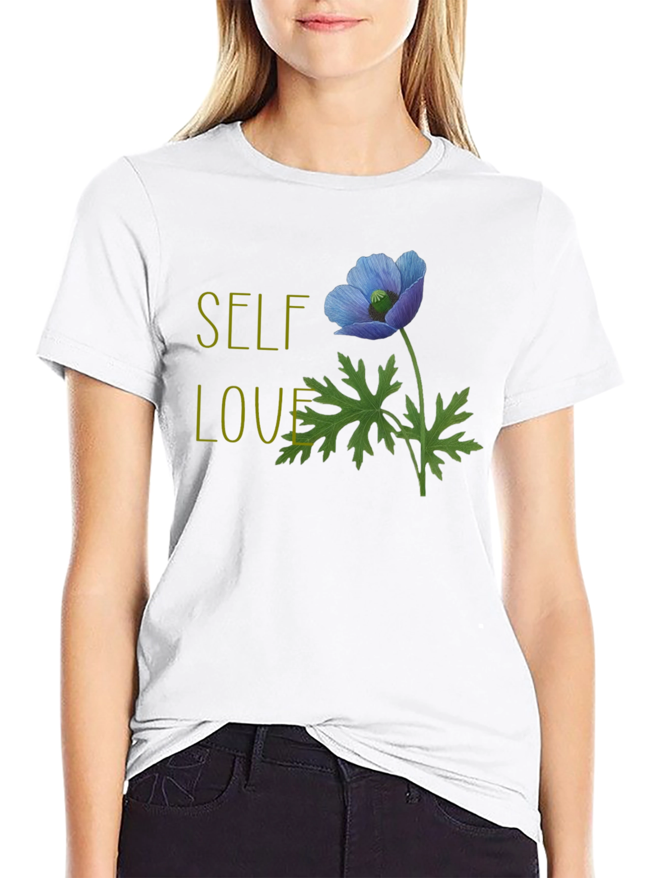 Self-Love Flower Graphic T-Shirt - Black