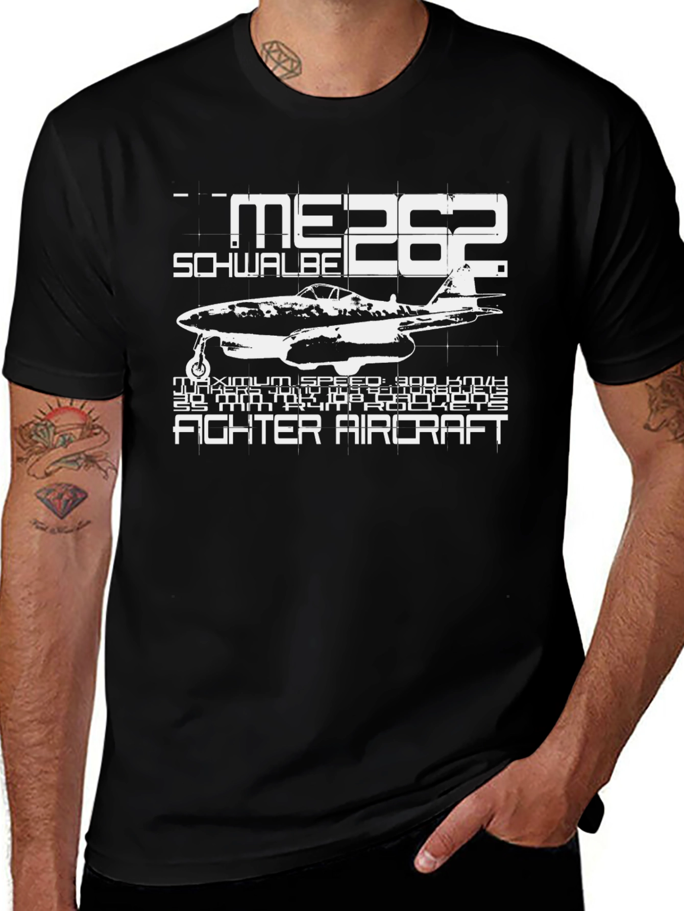ME 262 Schwalbe Fighter Aircraft Black T-Shirt