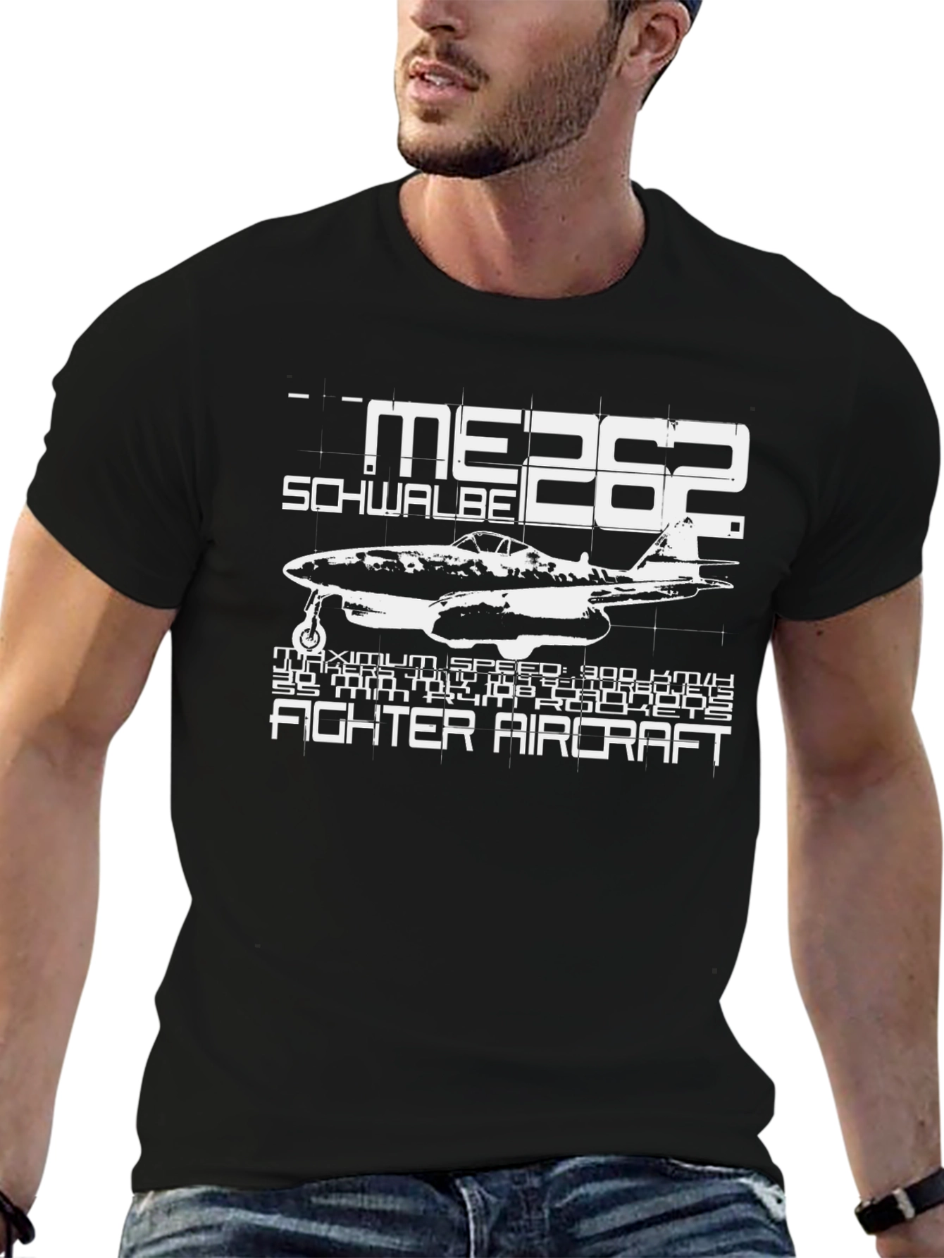 ME 262 Schwalbe Fighter Aircraft Black T-Shirt