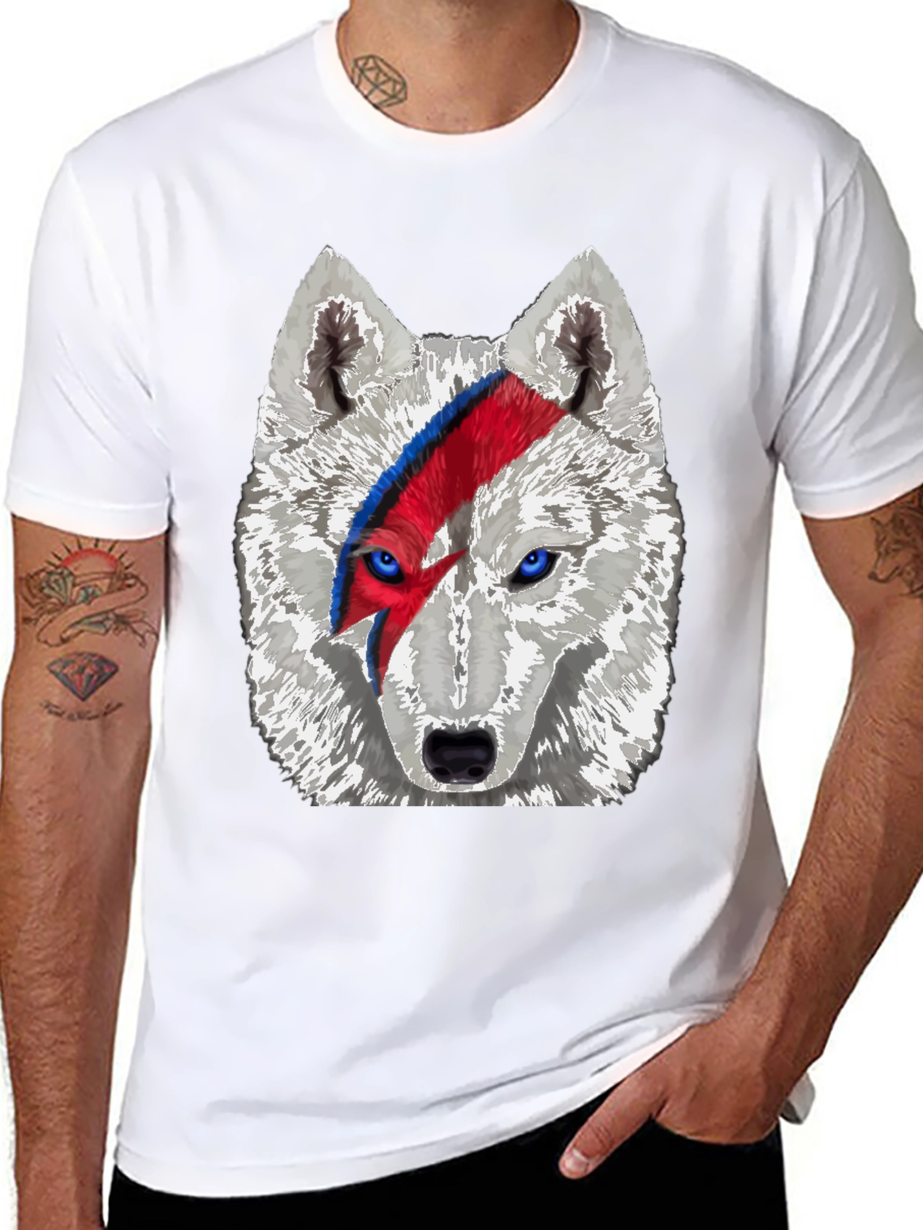 Wolf Bowie T-Shirt - Unique Graphic Tee
