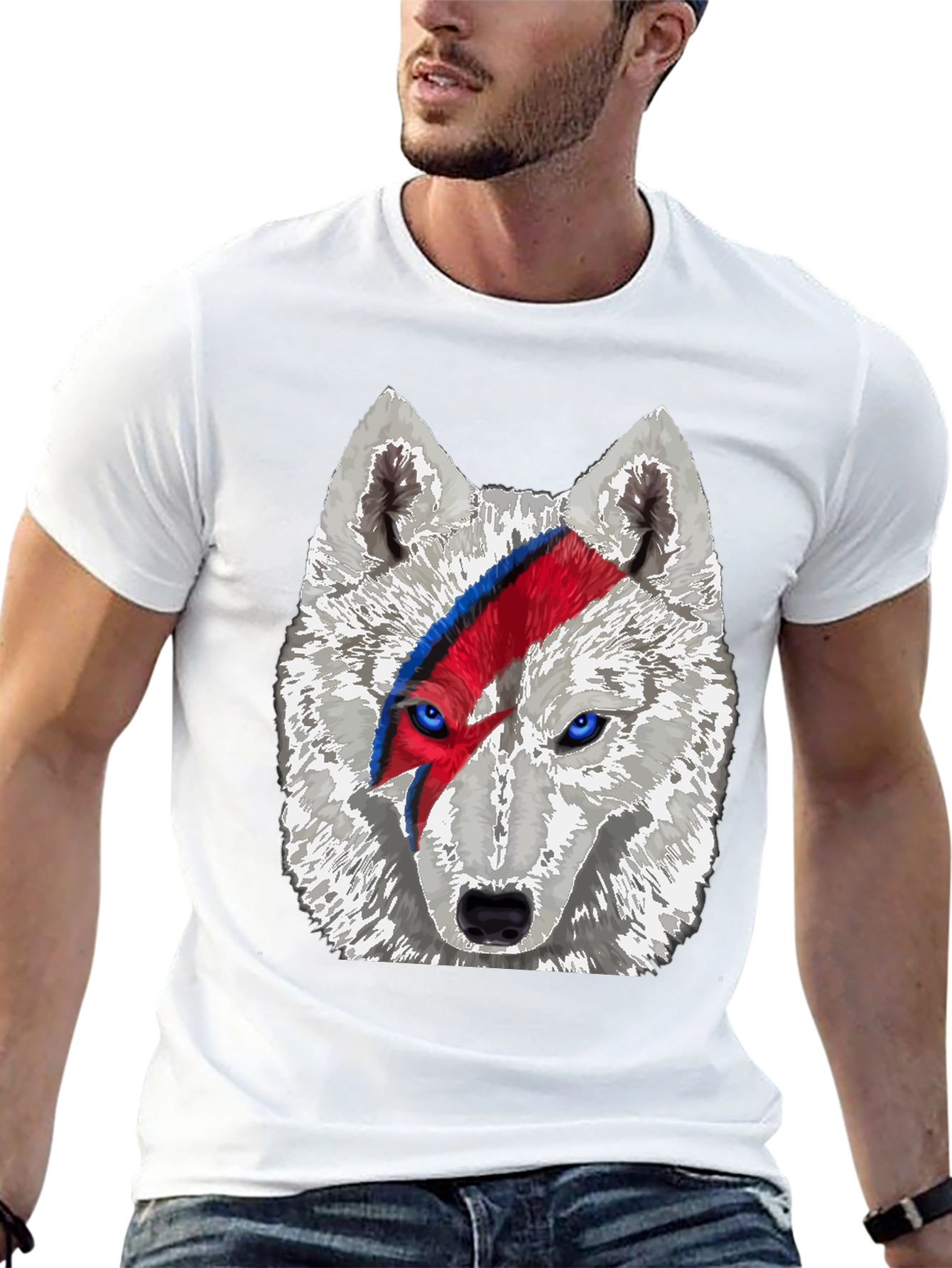 Wolf Bowie T-Shirt - Unique Graphic Tee