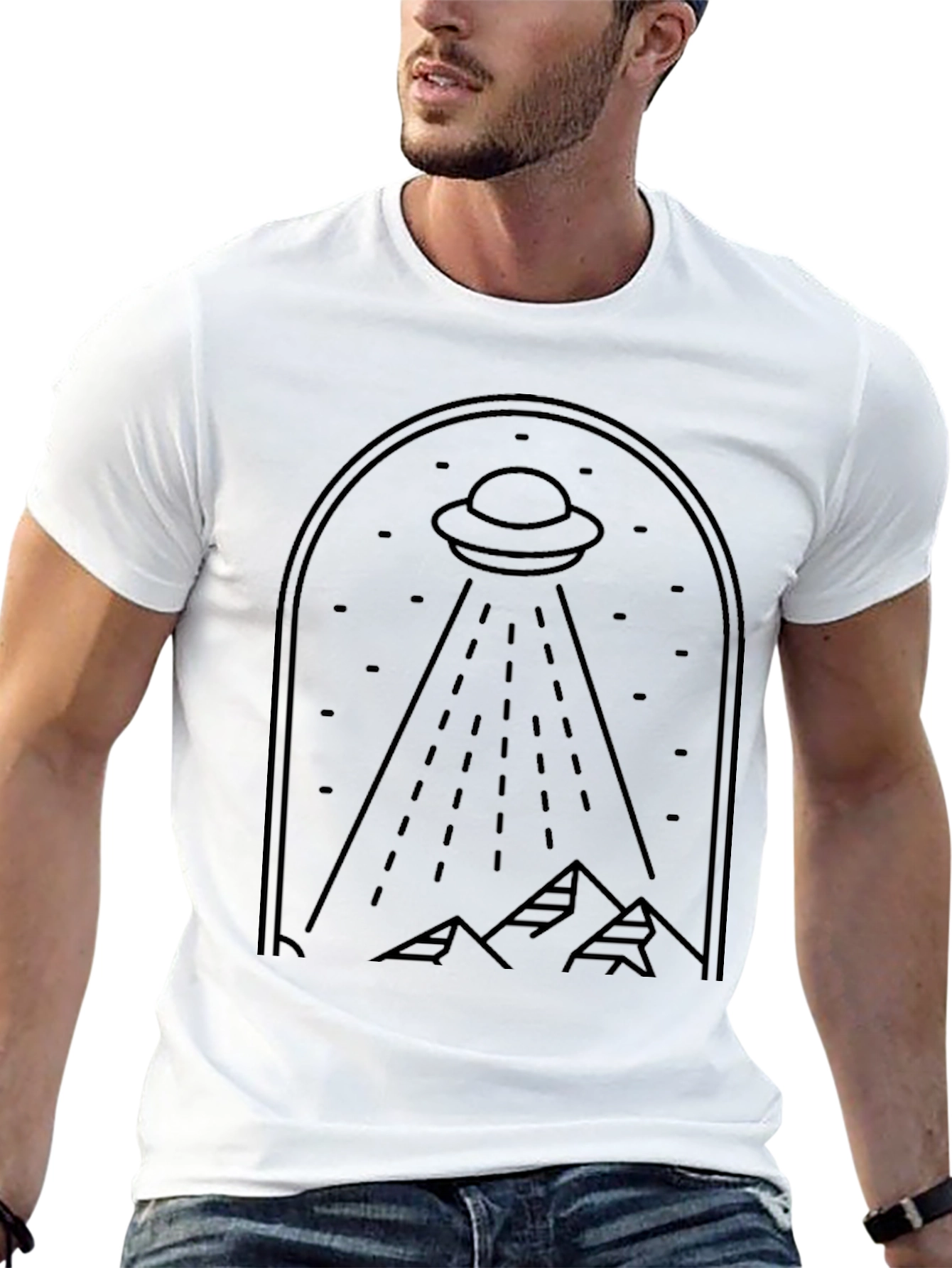 UFO Abduction Graphic T-Shirt - Black