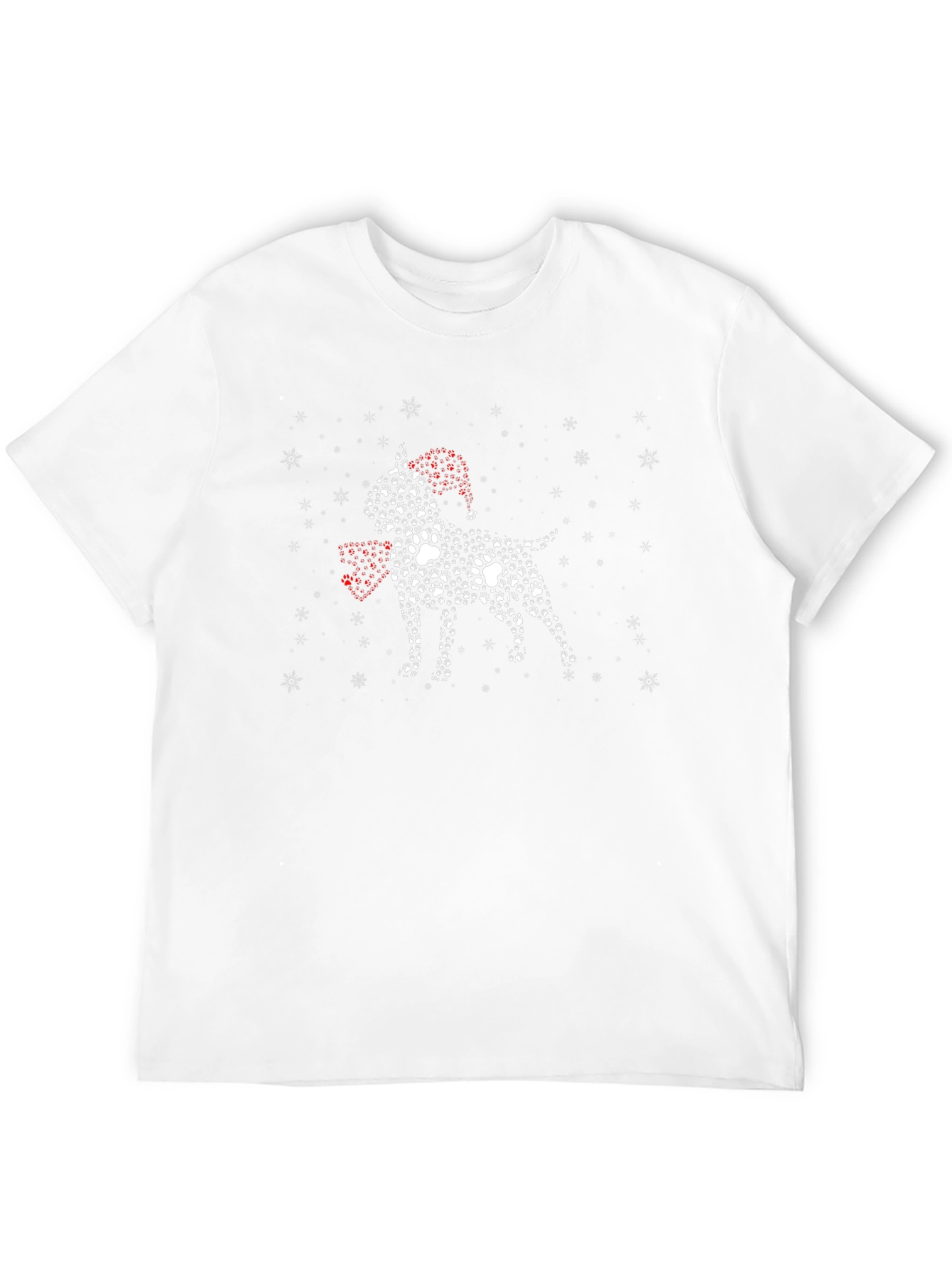 Festive Paw Print Dog Graphic Tee - Black