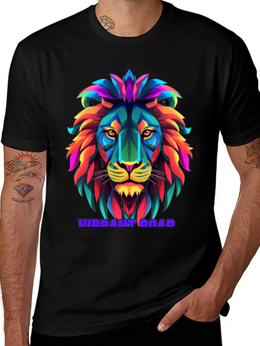 Vibrant Lion Graphic Tee - Bold Colorful Design