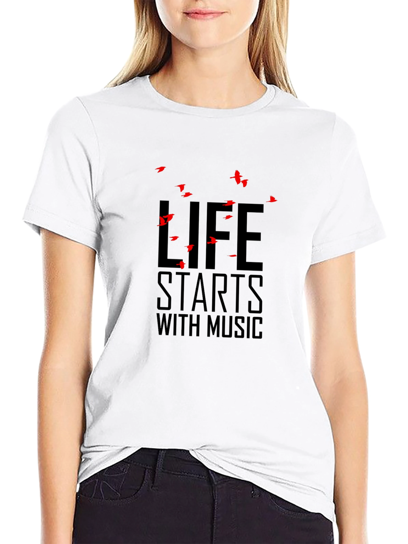 Life Starts With Music Graphic Tee - Black