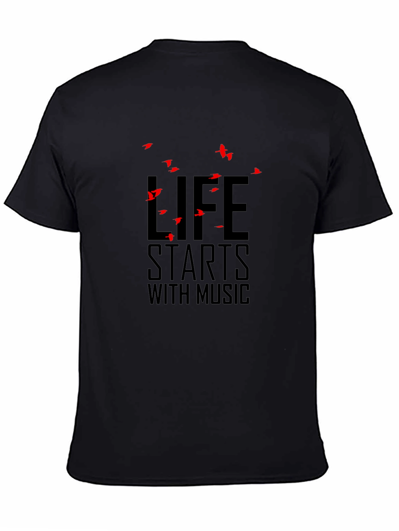 Life Starts With Music Graphic Tee - Black