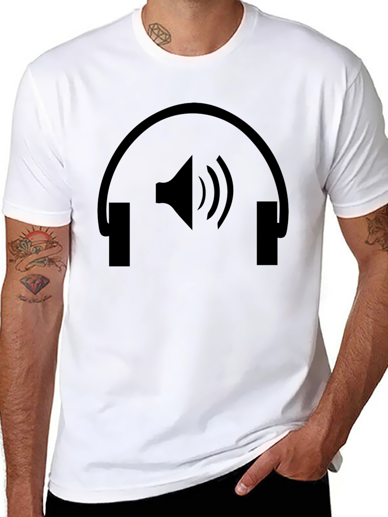 Black Headphone & Speaker Graphic Tee