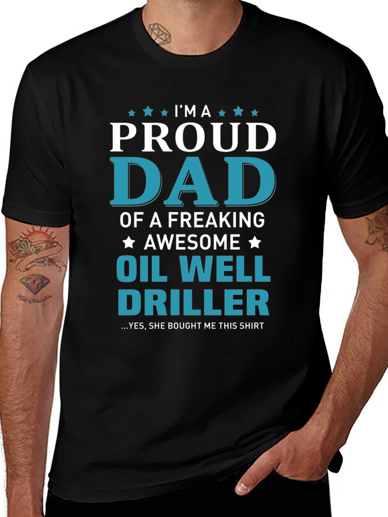 Proud Dad Oil Well Driller Graphic T-Shirt