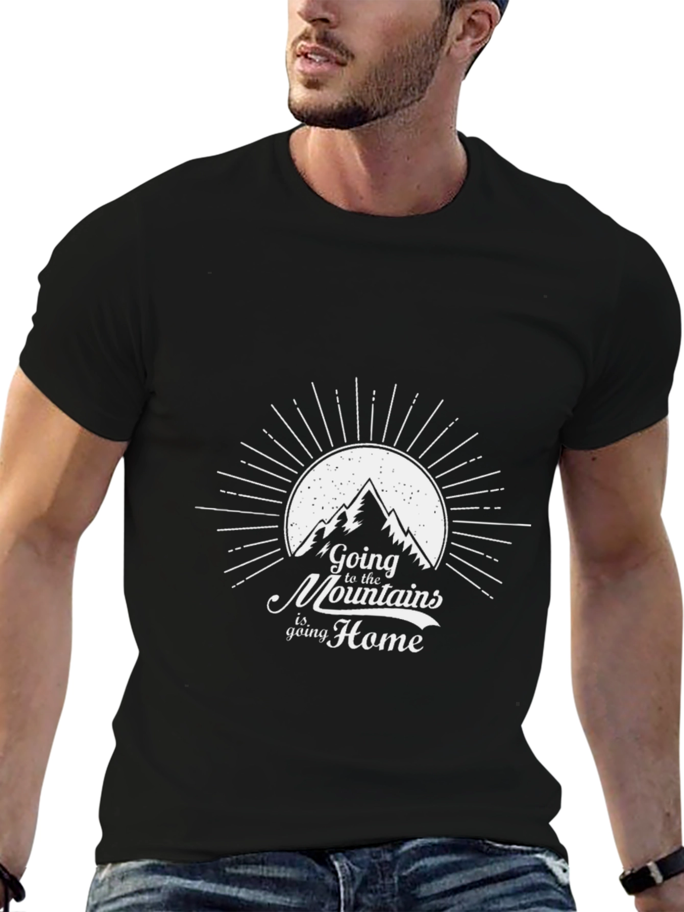 Mountain Home Graphic Tee - Black Cotton T-Shirt