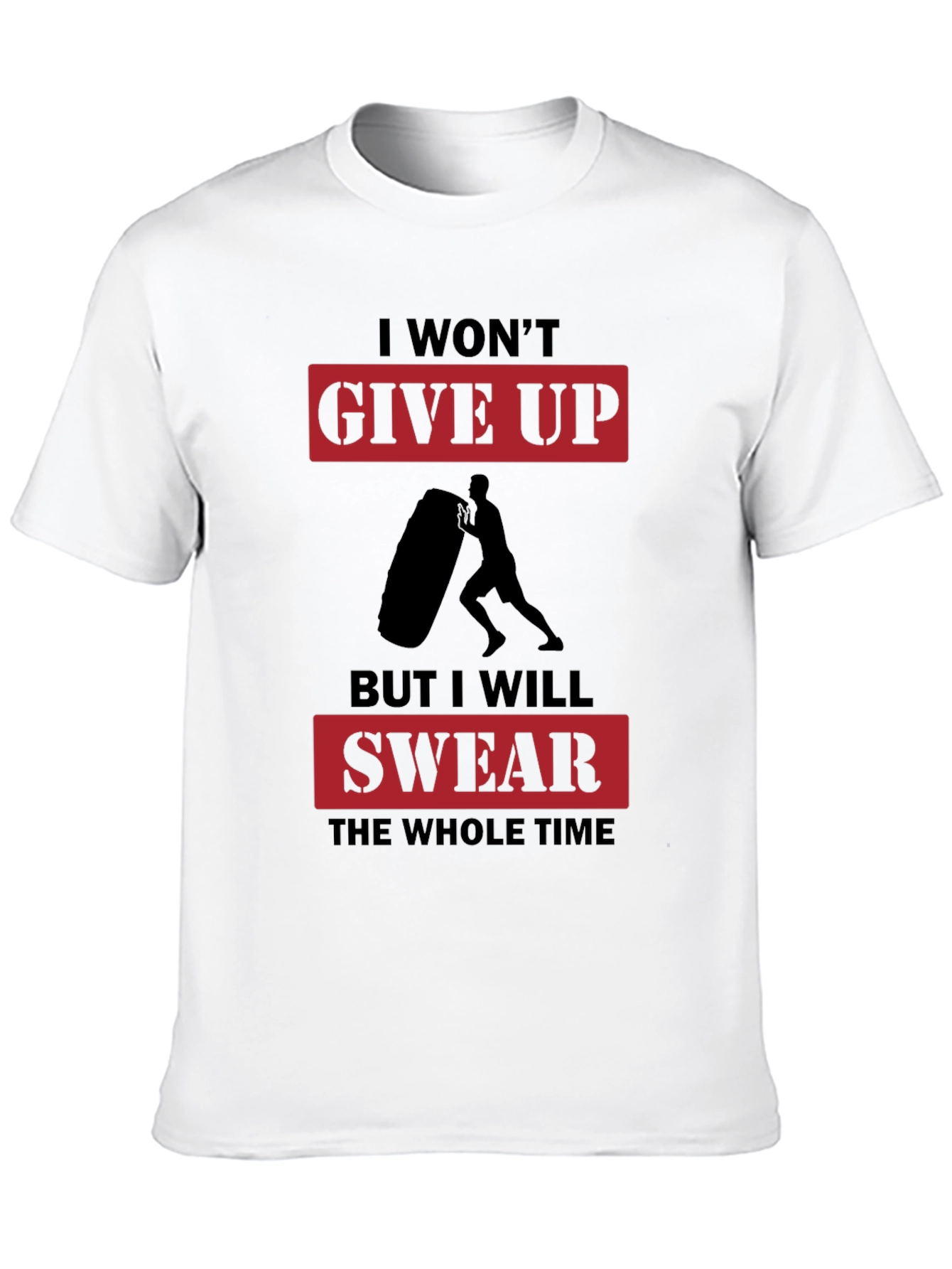 I Wont Give Up Mens Black Graphic T-Shirt