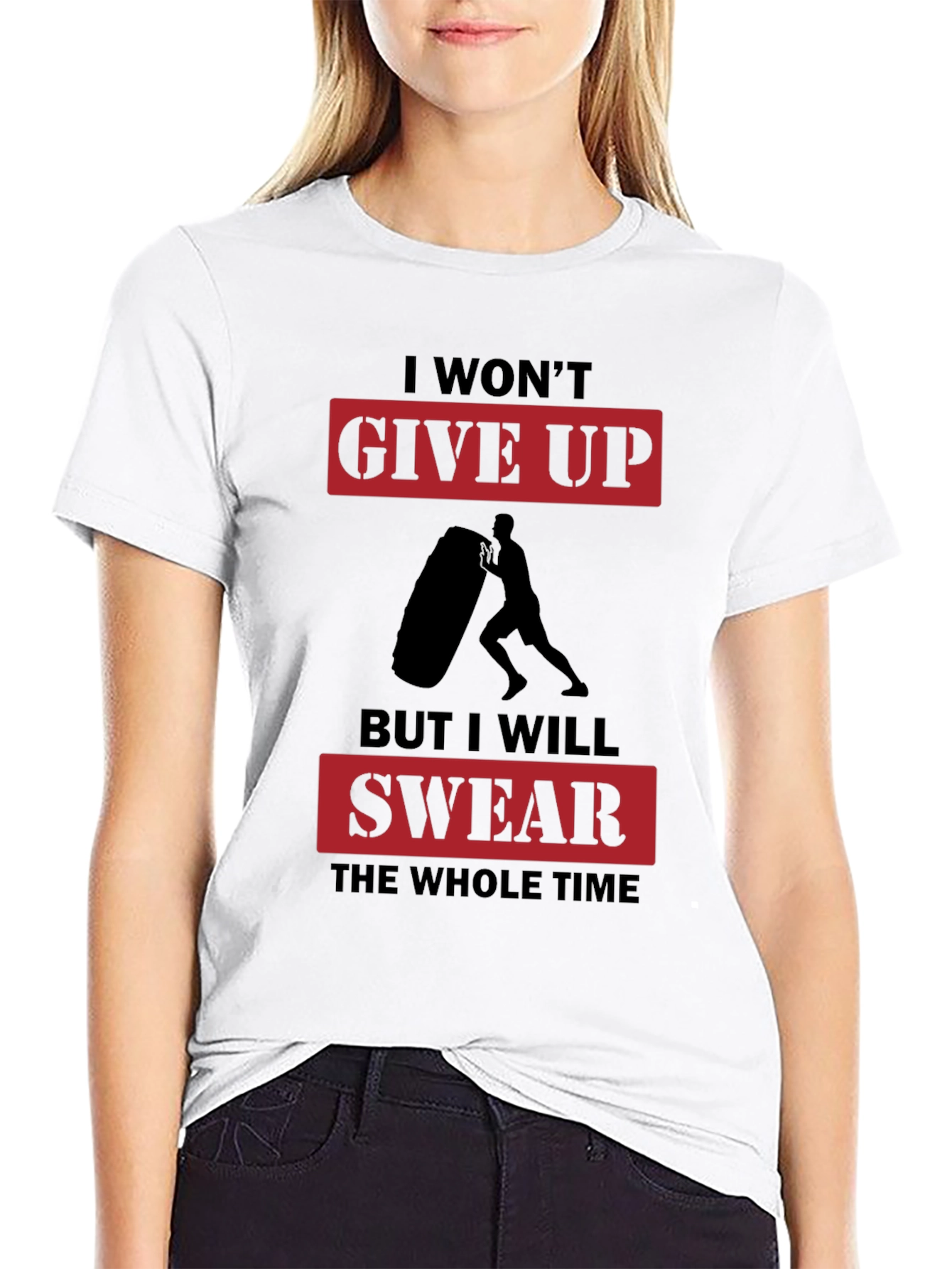I Wont Give Up Mens Black Graphic T-Shirt