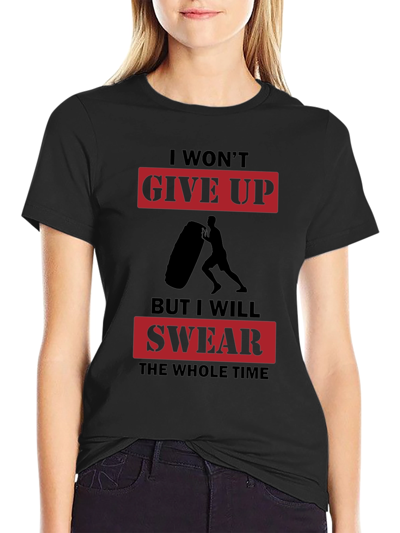 I Wont Give Up Mens Black Graphic T-Shirt
